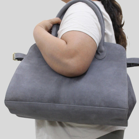 90 Feet Sarah Fossil Grey Genuine Leather Tote